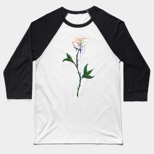 White Rose With Dripping Paint Baseball T-Shirt